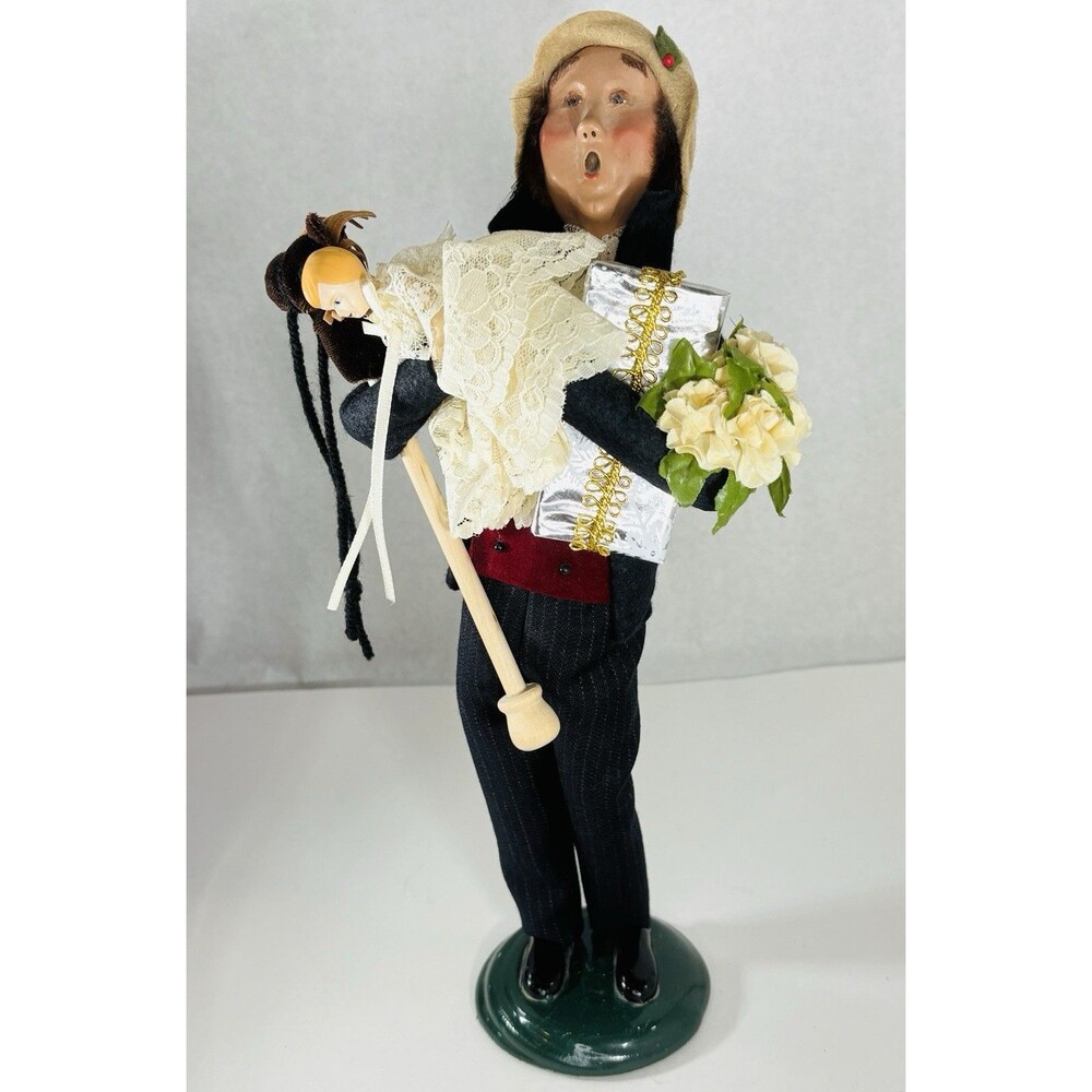 Byers Choice Victorian Caroler Shopping Man Hobby Horse, Doll & Gifts 2001 Vtg